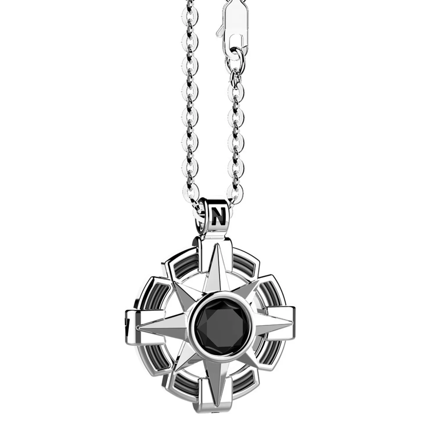 Zancan Gioielli Collana Zancan In Argento Con Pendente A Rosa Dei Venti E Pietra Nera.> Collane