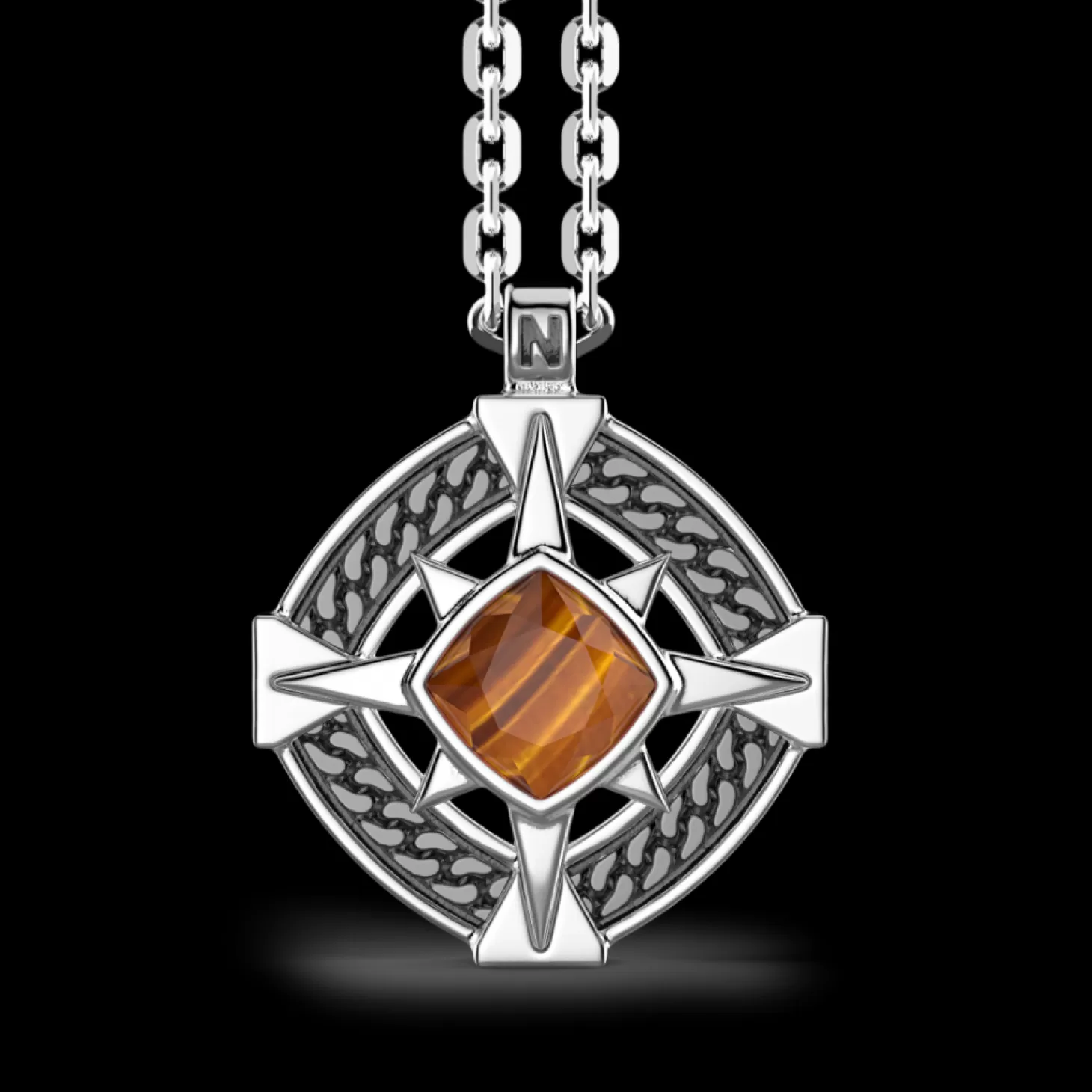 Zancan Gioielli Collana Zancan In Argento Con Pendente A Rosa Dei Venti E Pietra Occhio Di Tigre.> Collane