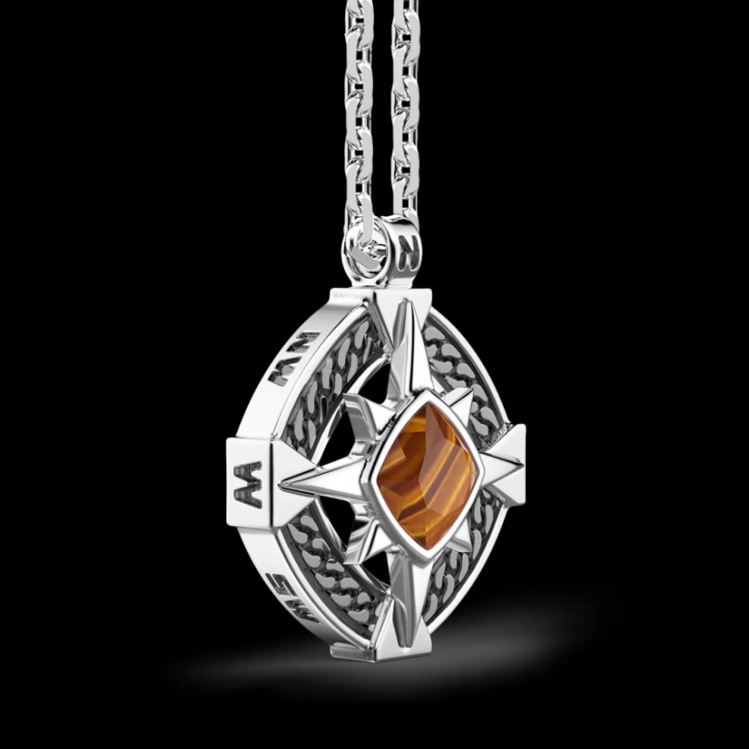 Zancan Gioielli Collana Zancan In Argento Con Pendente A Rosa Dei Venti E Pietra Occhio Di Tigre.> Collane