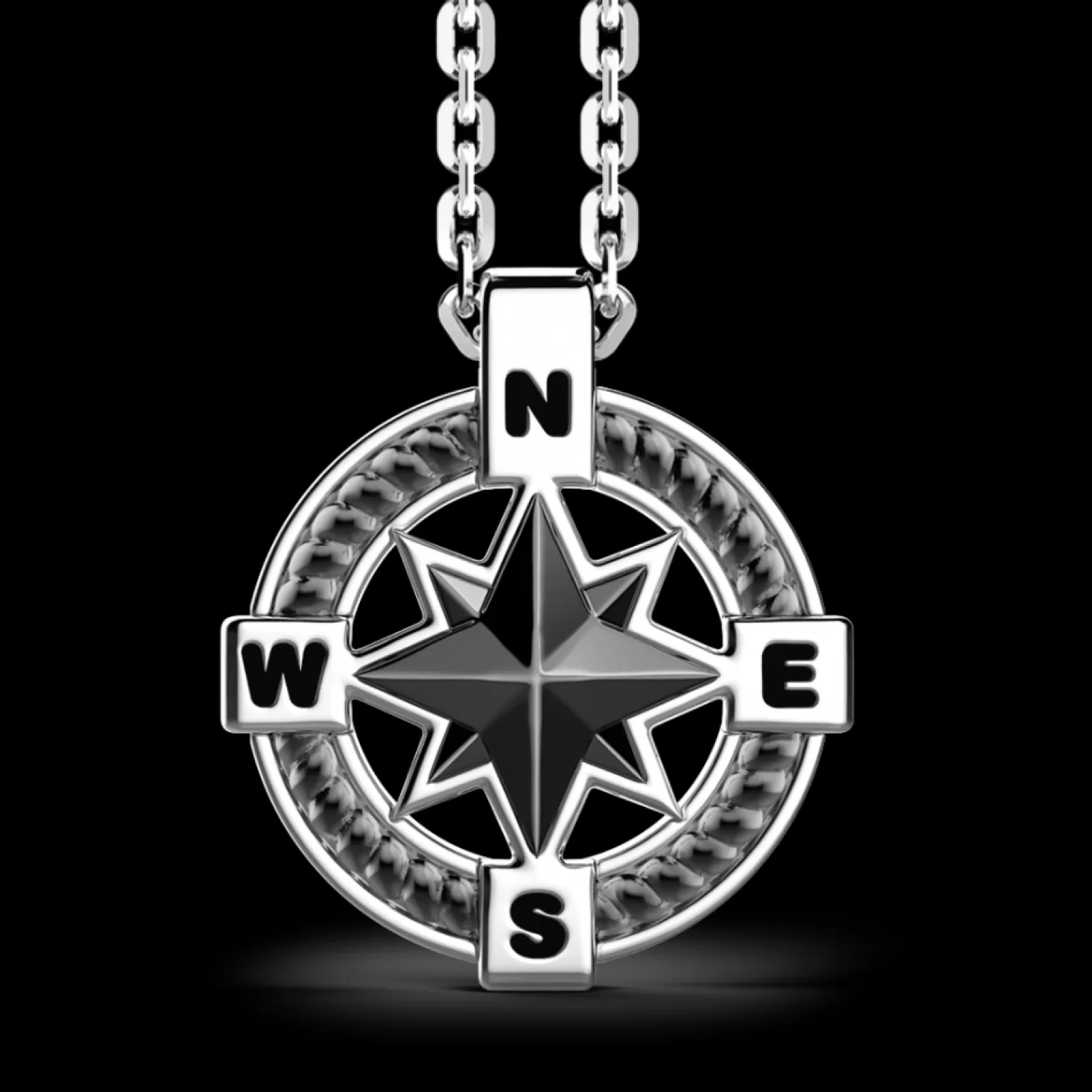 Zancan Gioielli Collana Zancan In Argento Con Pendente A Rosa Dei Venti In Ceramica.> Collane