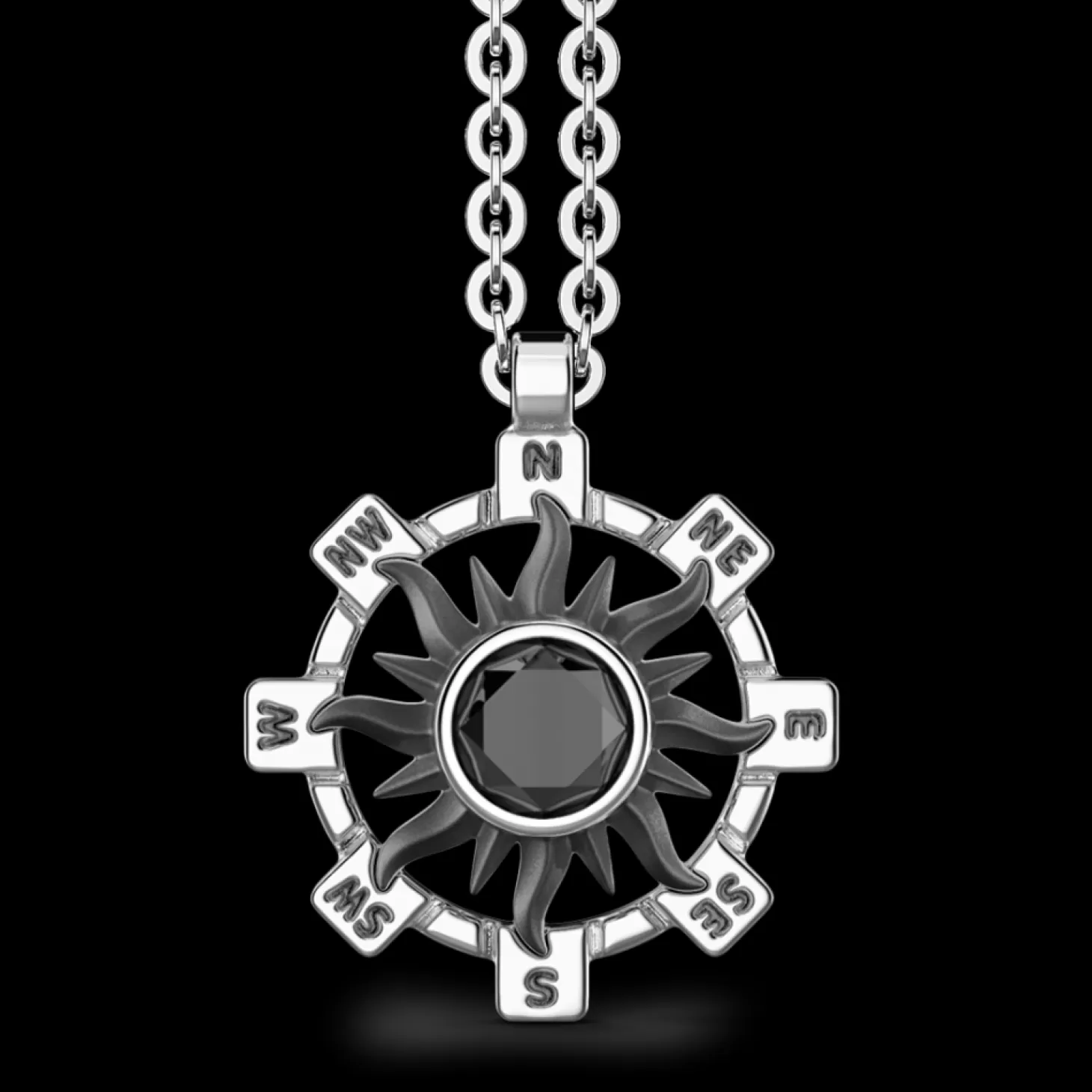 Zancan Gioielli Collana Zancan In Argento Con Pendente A Sole E Pietra Nera.> Collane