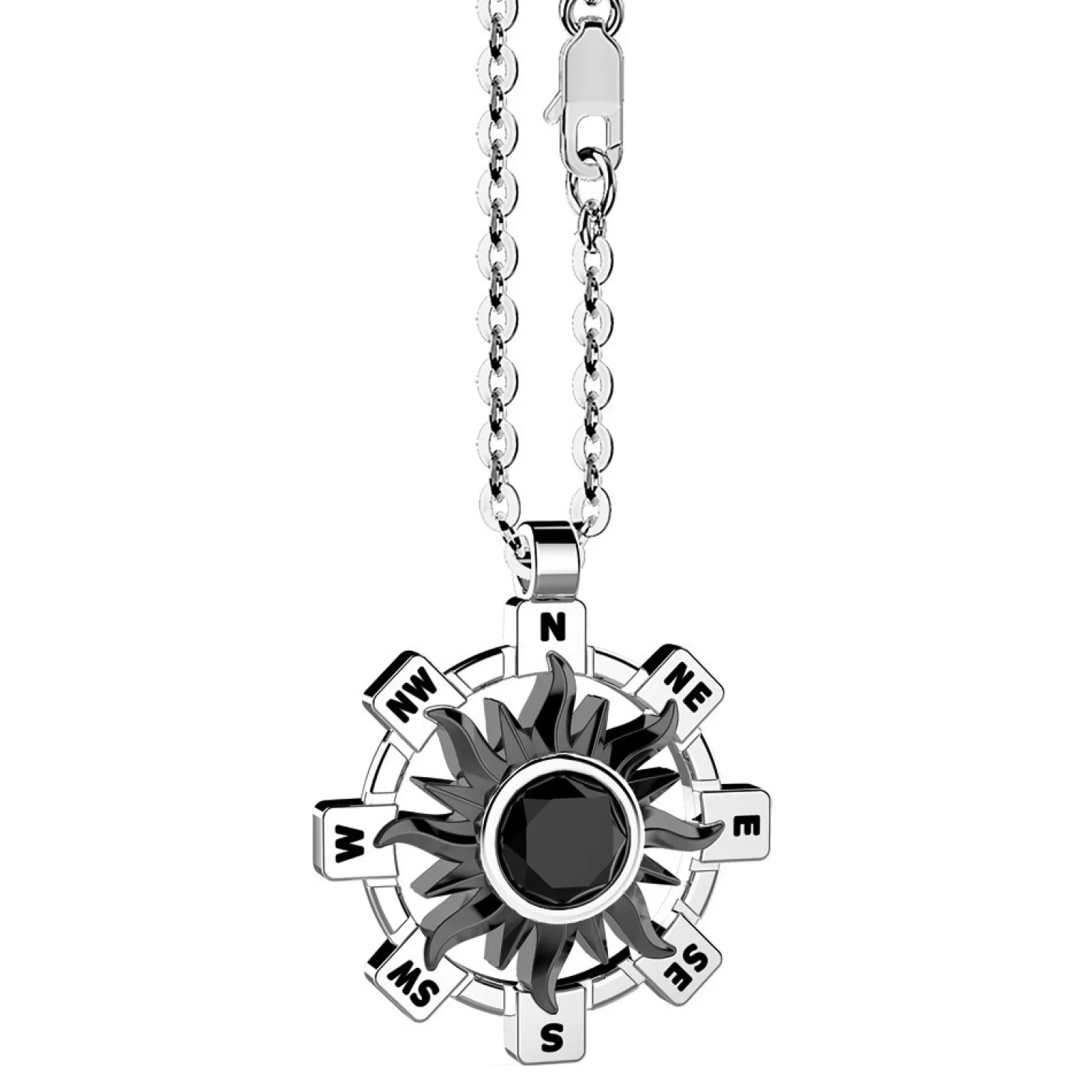 Zancan Gioielli Collana Zancan In Argento Con Pendente A Sole E Pietra Nera.> Collane