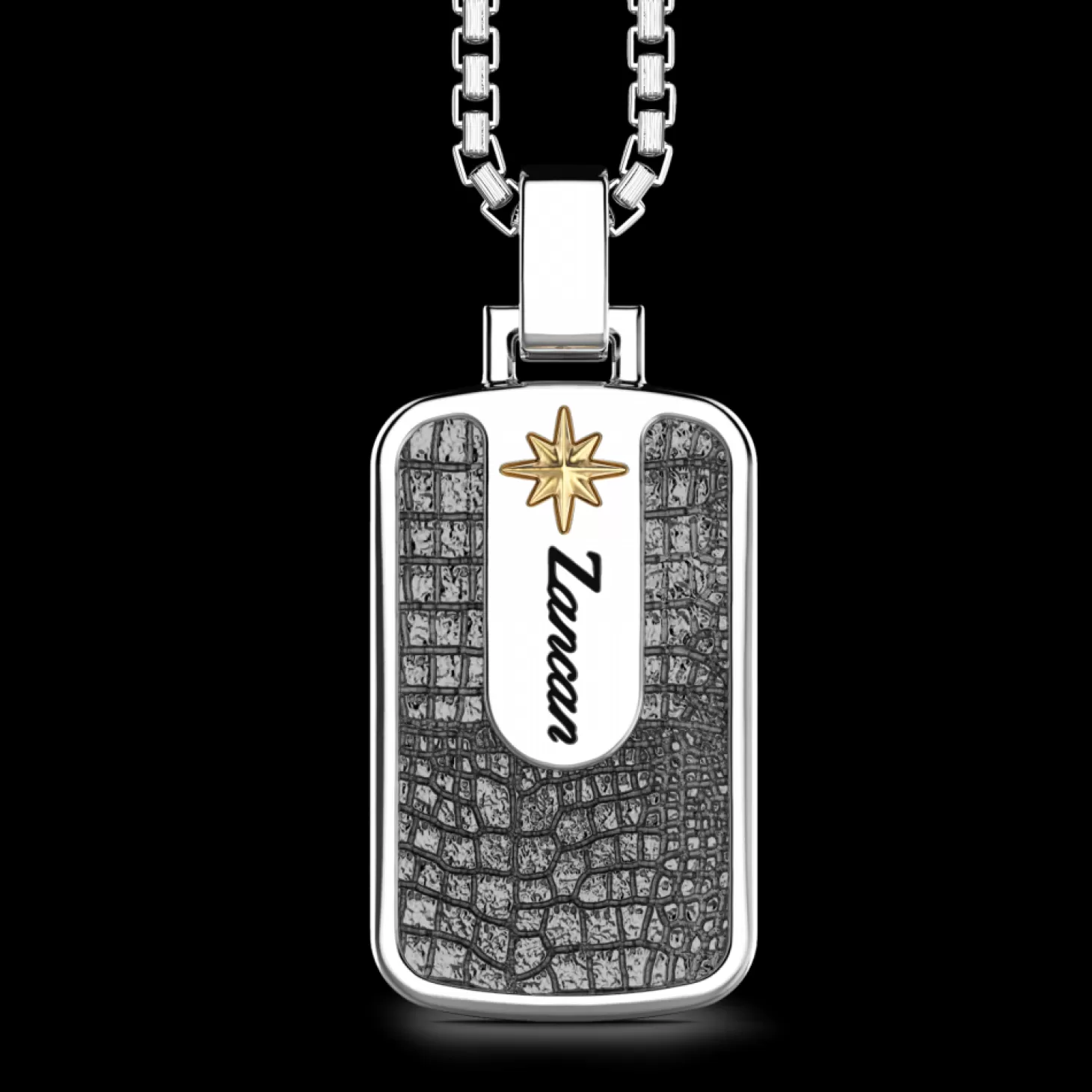Zancan Gioielli Collana Zancan In Argento Con Pendente A Targa Ad Effetto Pelle.> Collane