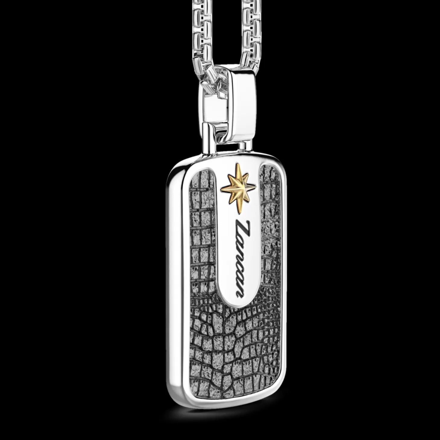 Zancan Gioielli Collana Zancan In Argento Con Pendente A Targa Ad Effetto Pelle.> Collane