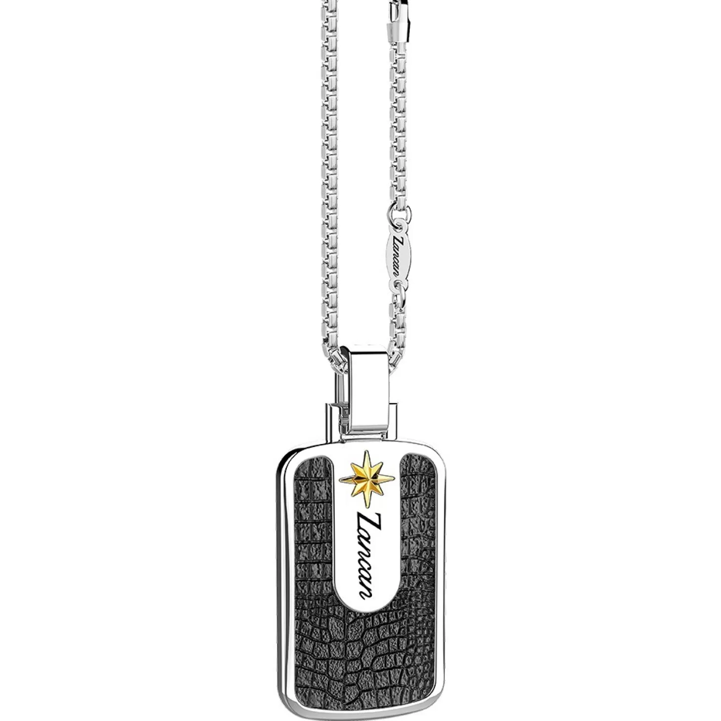 Zancan Gioielli Collana Zancan In Argento Con Pendente A Targa Ad Effetto Pelle.> Collane