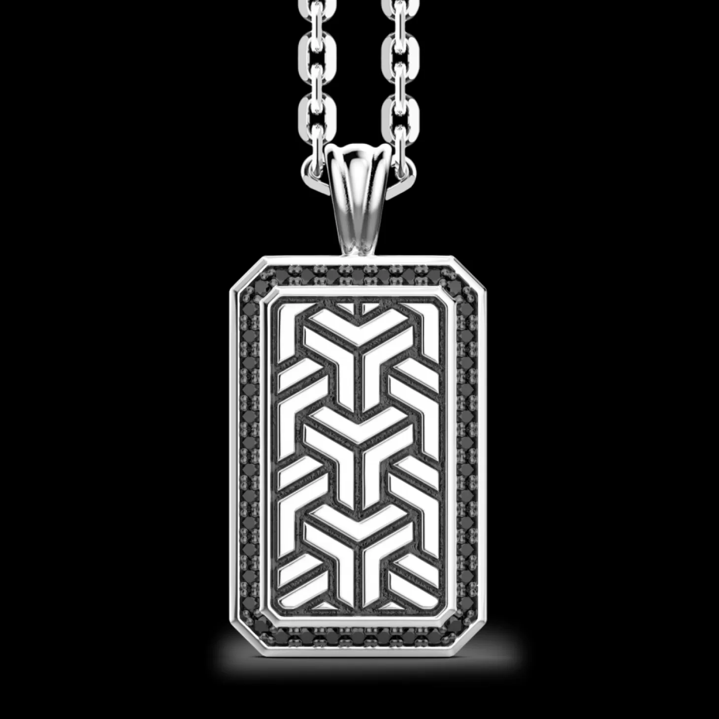 Zancan Gioielli Collana Zancan In Argento Con Pendente A Targa E Pietre Nere.> Collane