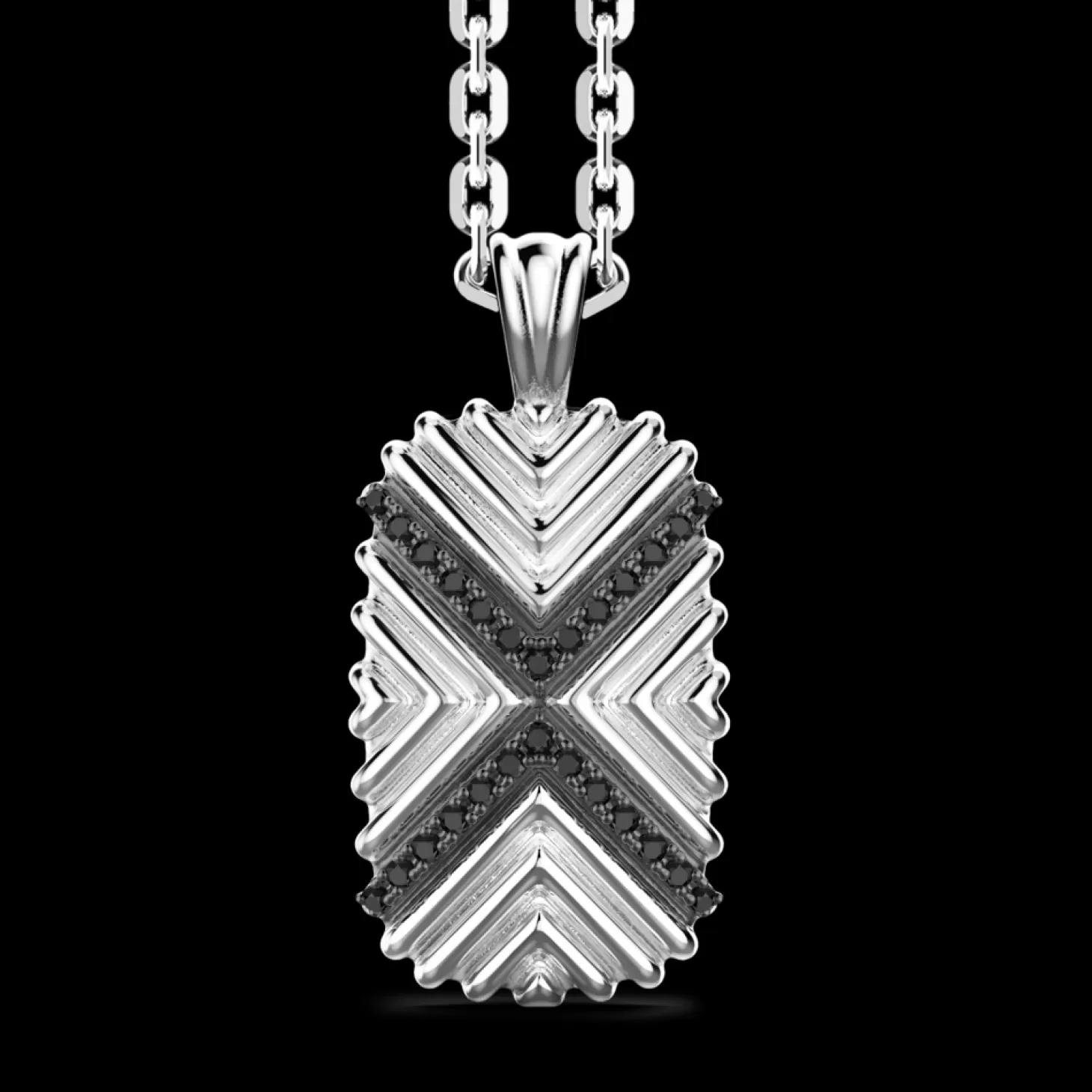 Zancan Gioielli Collana Zancan In Argento Con Pendente A Targa E Pietre Nere.> Collane