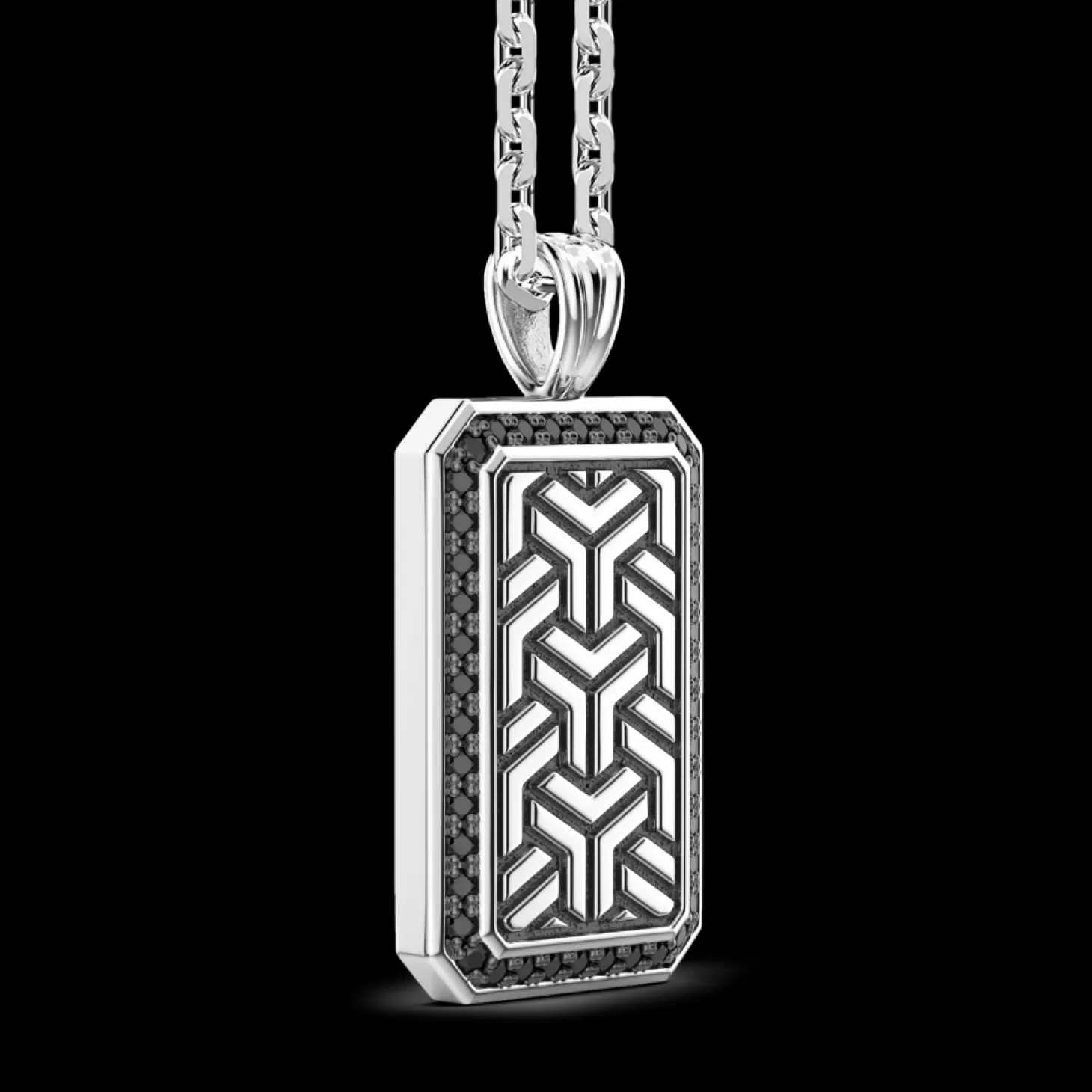 Zancan Gioielli Collana Zancan In Argento Con Pendente A Targa E Pietre Nere.> Collane