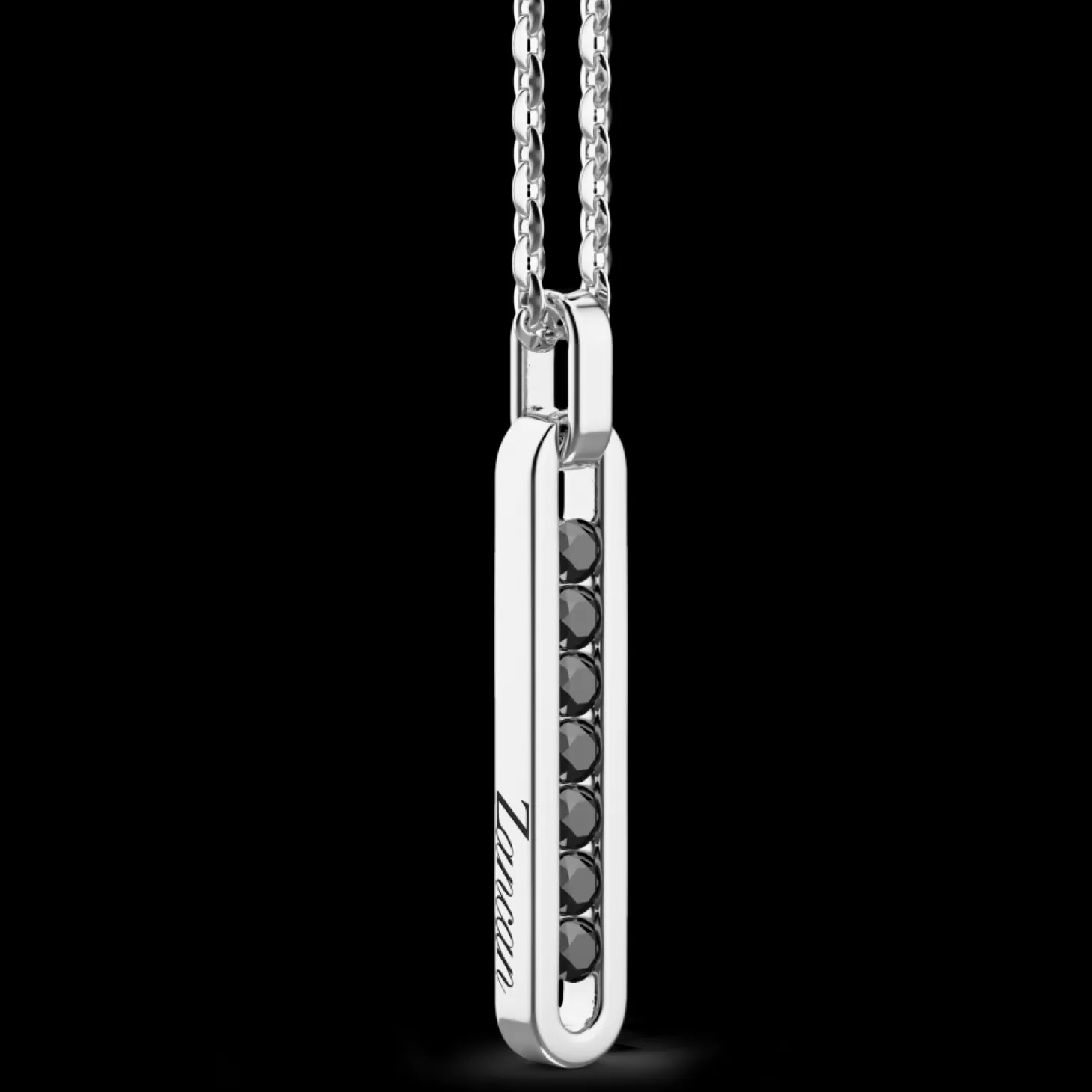 Zancan Gioielli Collana Zancan In Argento Con Pendente A Targa E Pietre Nere.> Collane