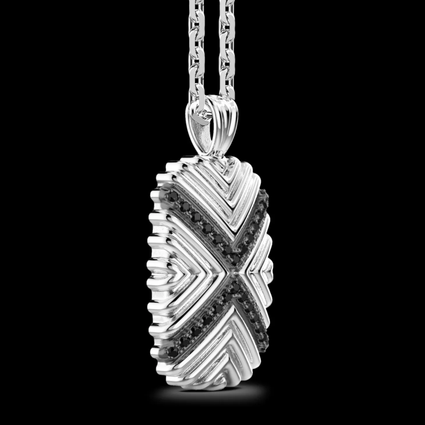 Zancan Gioielli Collana Zancan In Argento Con Pendente A Targa E Pietre Nere.> Collane