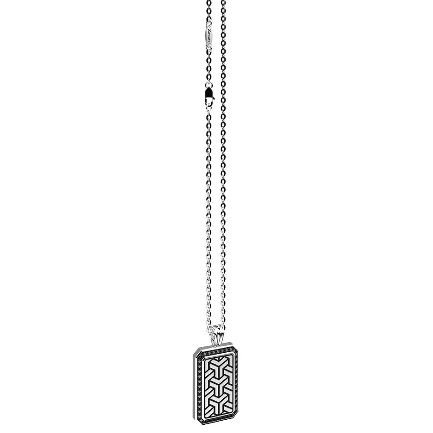 Zancan Gioielli Collana Zancan In Argento Con Pendente A Targa E Pietre Nere.> Collane