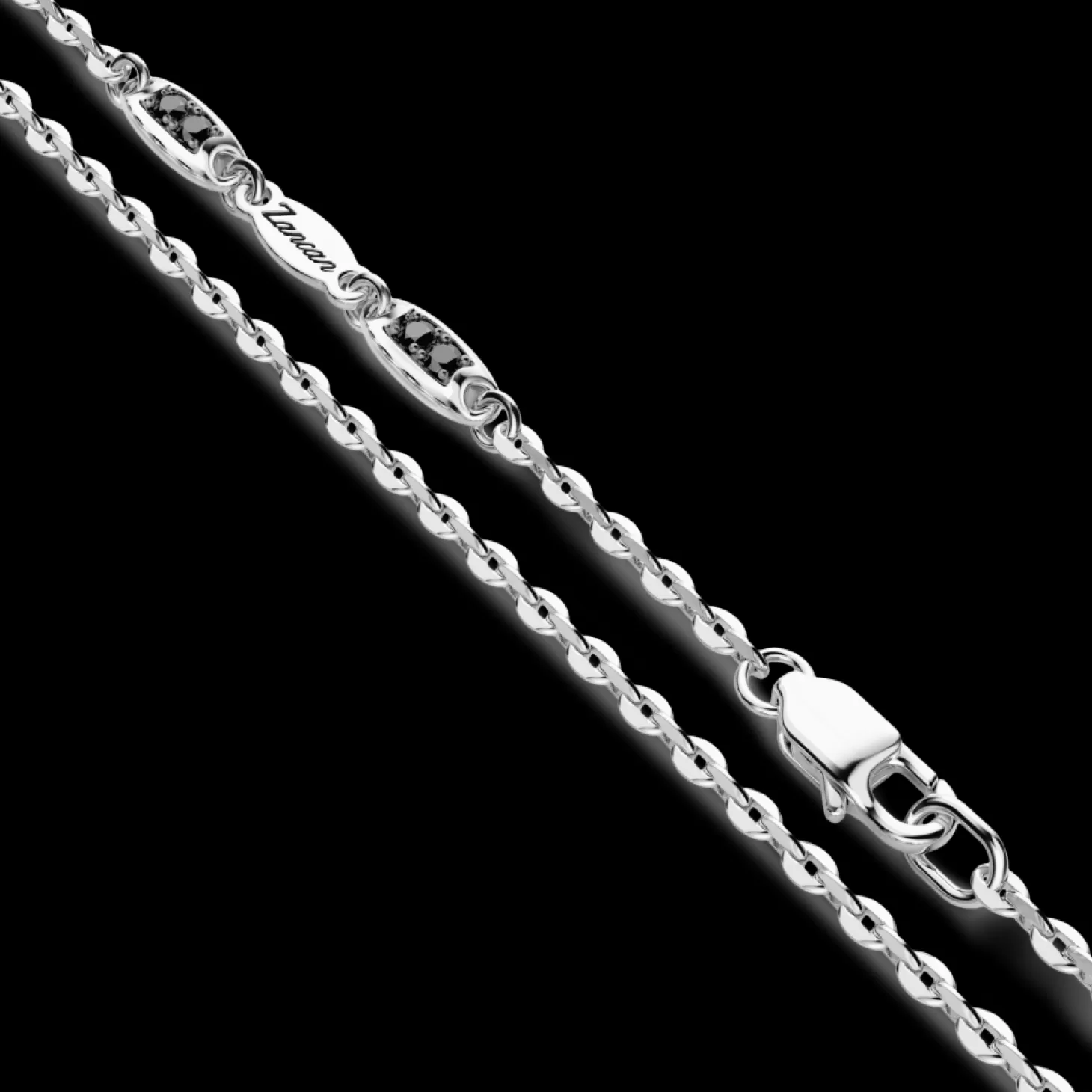 Zancan Gioielli Collana Zancan In Argento Con Pendente A Targa E Pietre Nere.> Collane