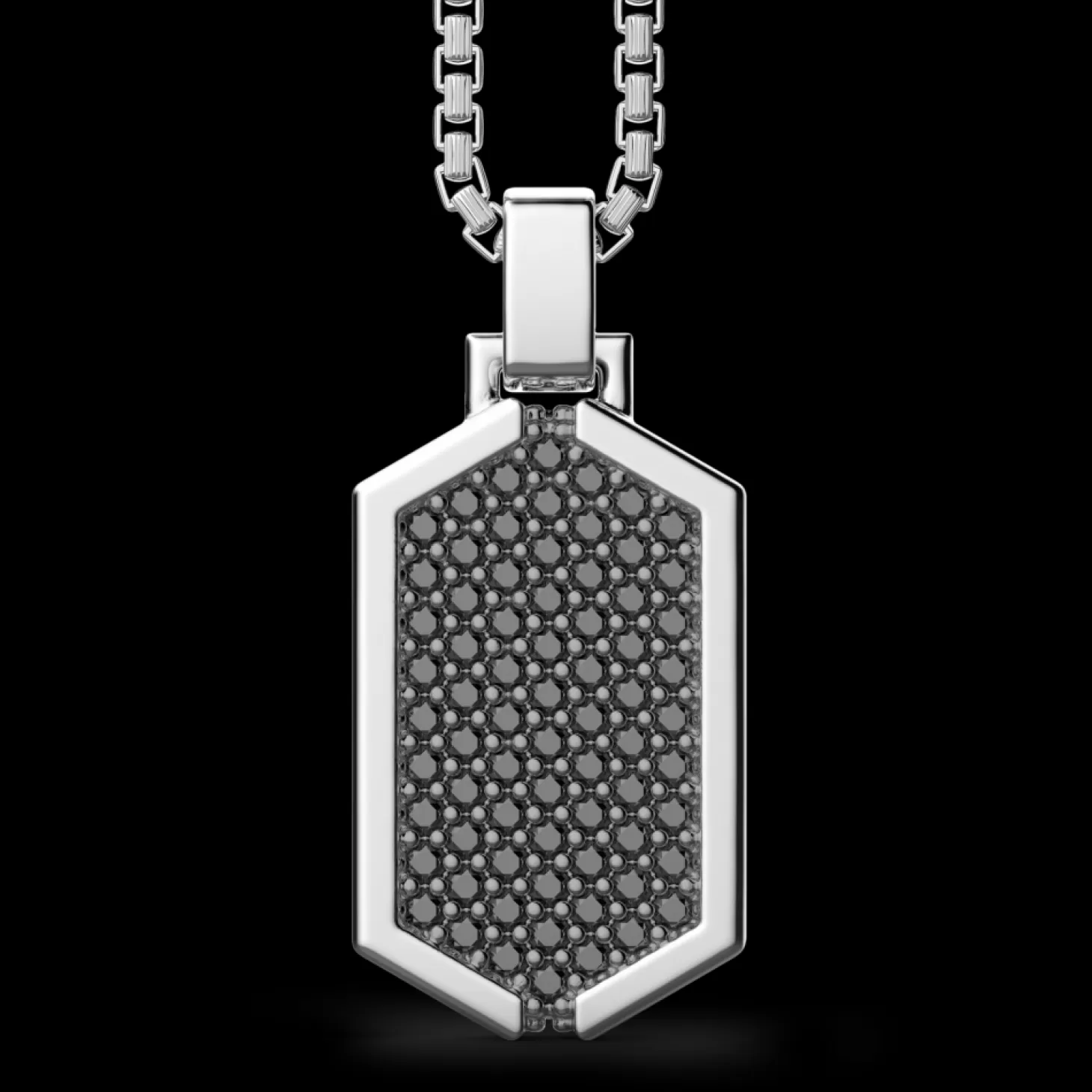 Zancan Gioielli Collana Zancan In Argento Con Pendente A Targa Tempestato Di Pietre Nere.> Collane