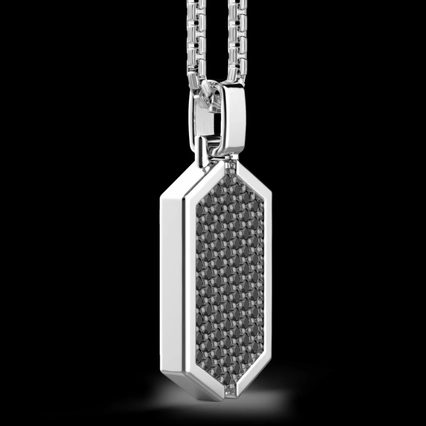 Zancan Gioielli Collana Zancan In Argento Con Pendente A Targa Tempestato Di Pietre Nere.> Collane