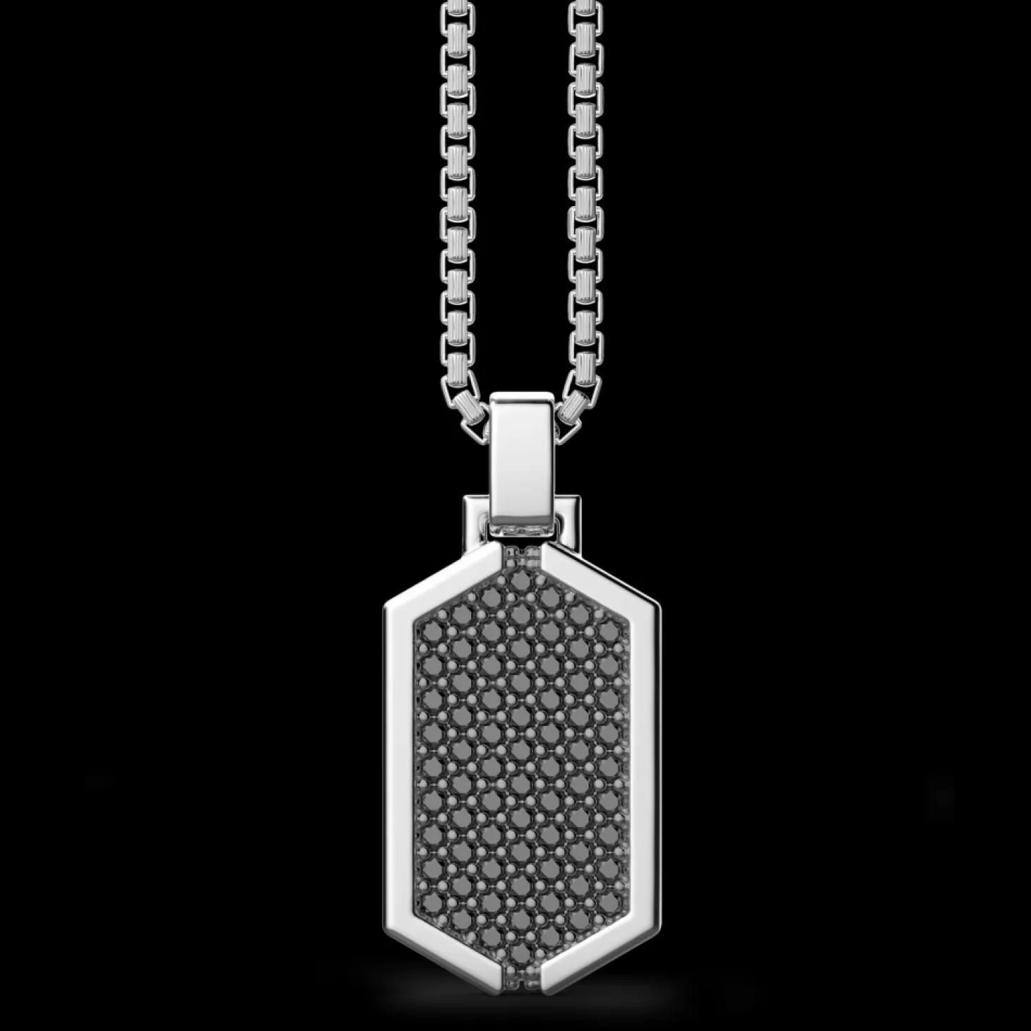 Zancan Gioielli Collana Zancan In Argento Con Pendente A Targa Tempestato Di Pietre Nere.> Collane