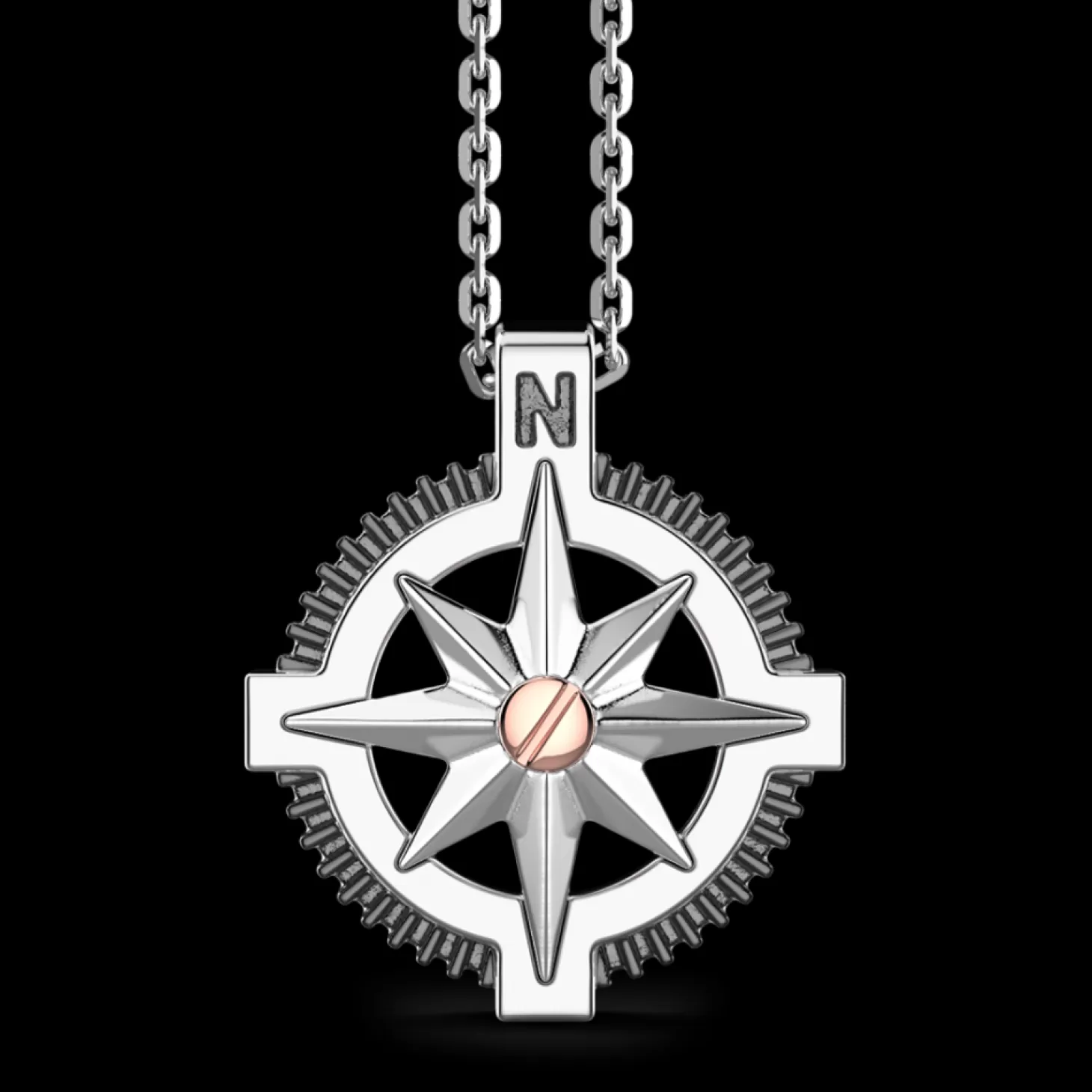 Zancan Gioielli Collana Zancan In Argento, Pendente A Rosa Dei Venti E Vite In Oro Rosa> Collane