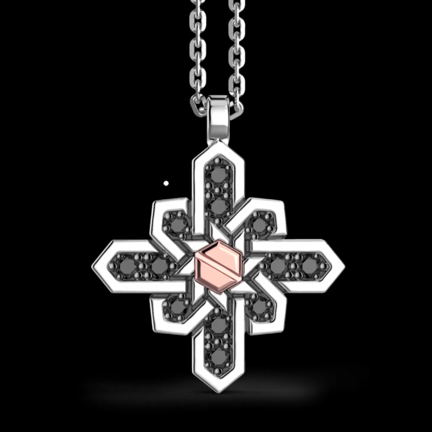 Zancan Gioielli Collana Zancan In Argento, Pendente A Rosa Dei Venti, Pietre E Vite In Oro Rosa> Collane