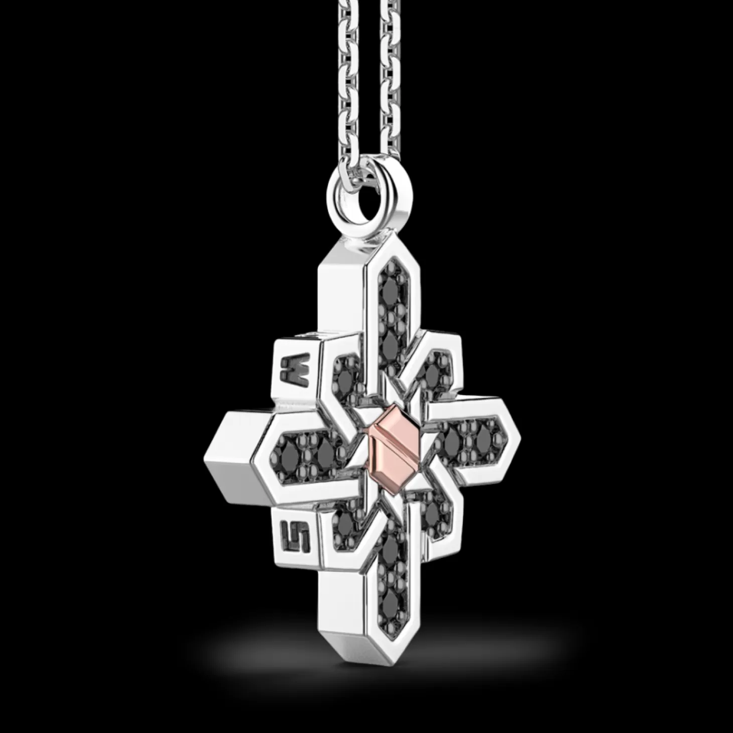 Zancan Gioielli Collana Zancan In Argento, Pendente A Rosa Dei Venti, Pietre E Vite In Oro Rosa> Collane