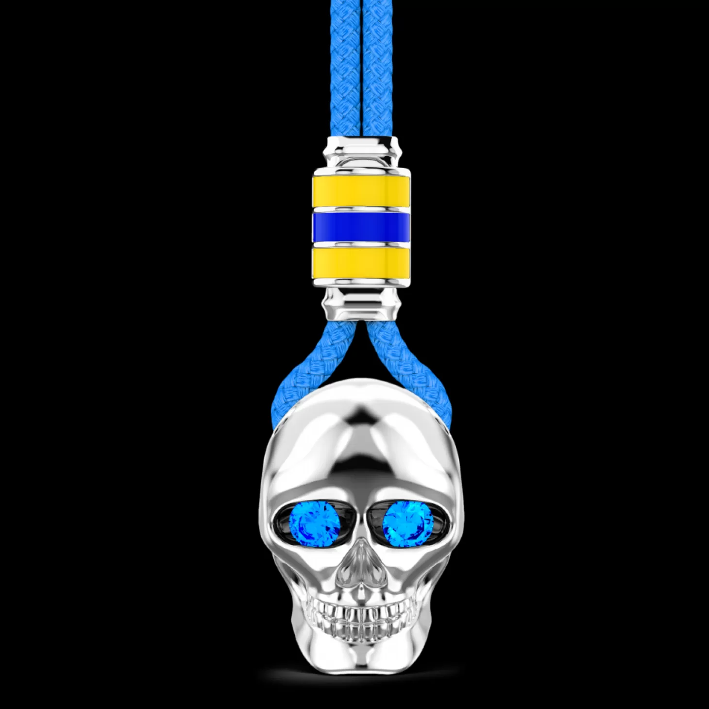 Zancan Gioielli Collana Zancan In Kevlar Con Pendente A Teschio In Argento.> Collane