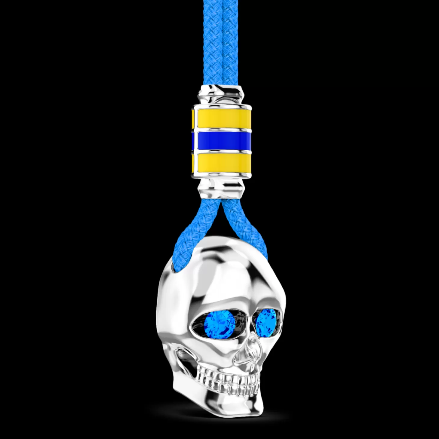 Zancan Gioielli Collana Zancan In Kevlar Con Pendente A Teschio In Argento.> Collane