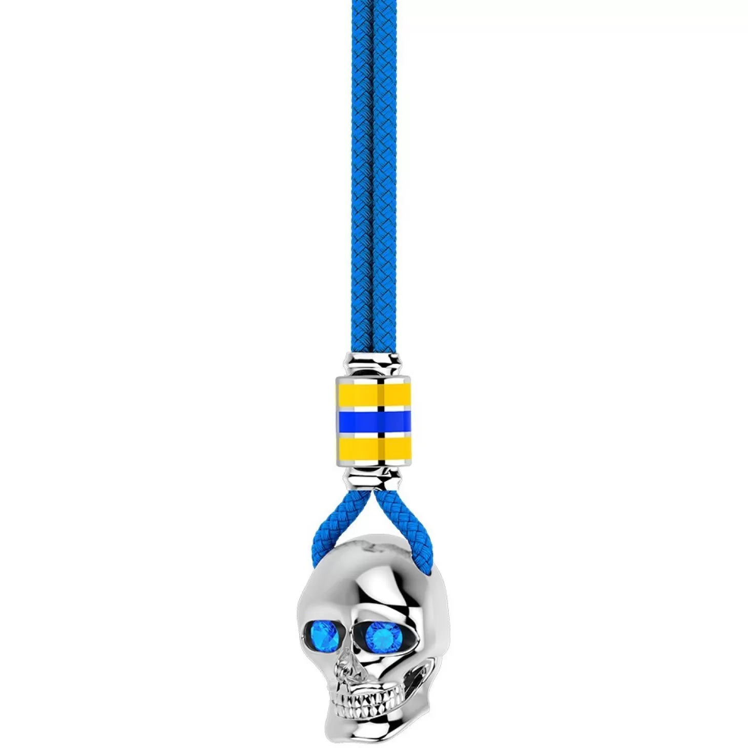 Zancan Gioielli Collana Zancan In Kevlar Con Pendente A Teschio In Argento.> Collane