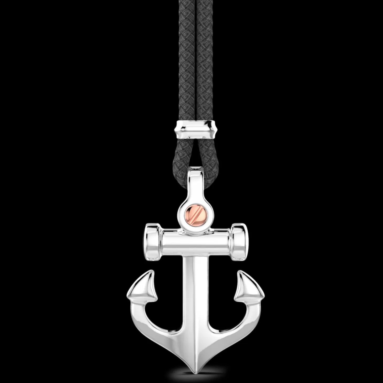 Zancan Gioielli Collana Zancan In Kevlar Con Pendente Ad Ancora In Argento.> Collane