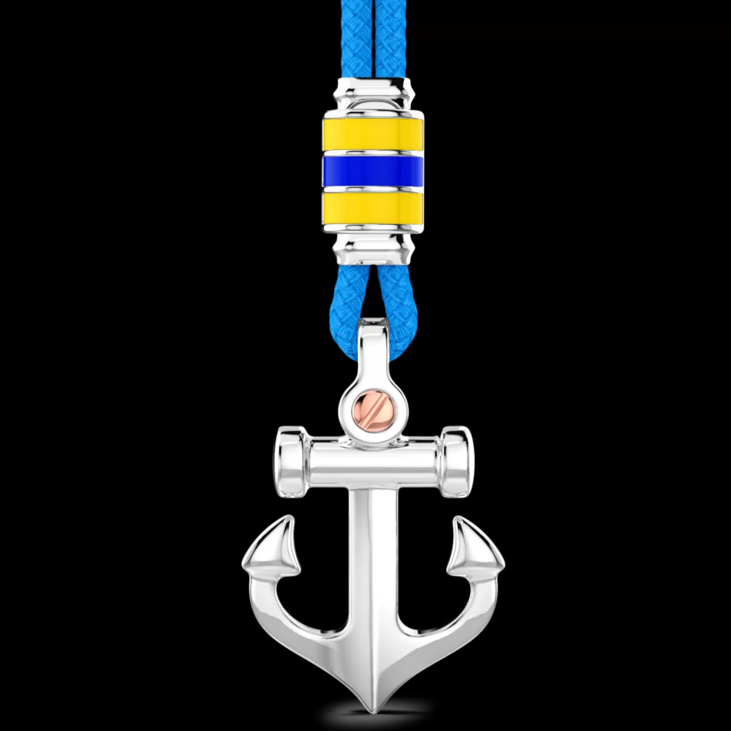Zancan Gioielli Collana Zancan In Kevlar Con Pendente Ad Ancora In Argento.> Collane