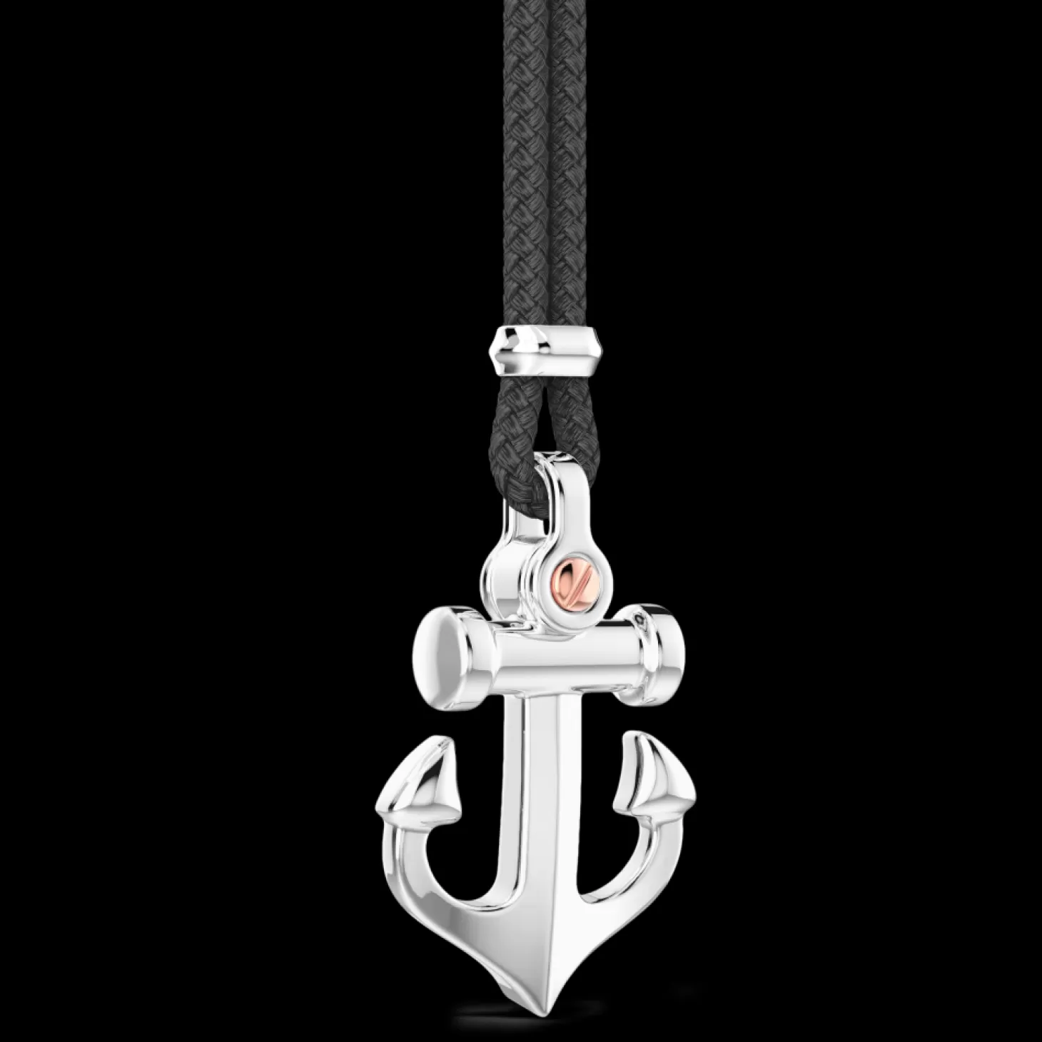 Zancan Gioielli Collana Zancan In Kevlar Con Pendente Ad Ancora In Argento.> Collane