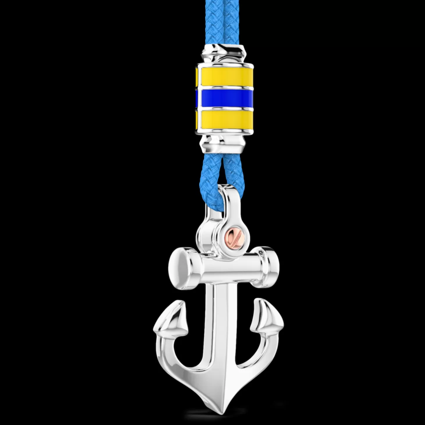Zancan Gioielli Collana Zancan In Kevlar Con Pendente Ad Ancora In Argento.> Collane