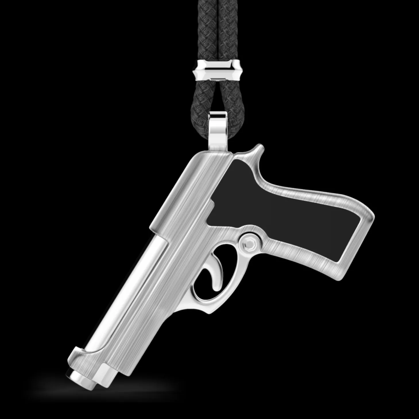 Zancan Gioielli Collana Zancan In Kevlar Con Pistola In Argento.> Collane