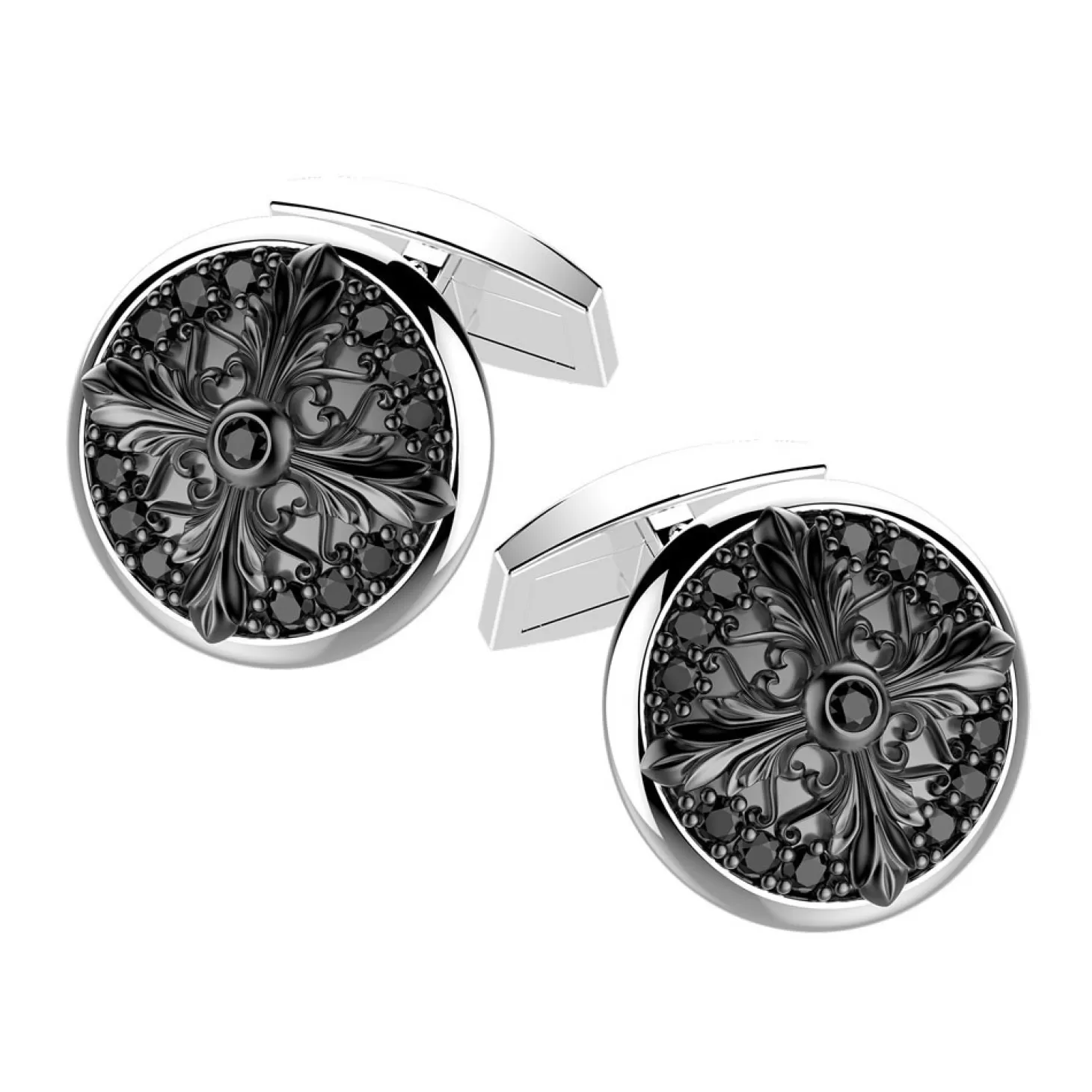 Zancan Gioielli Gemelli Zancan Circolari In Argento Brubito E Pietre Nere.> Accessori